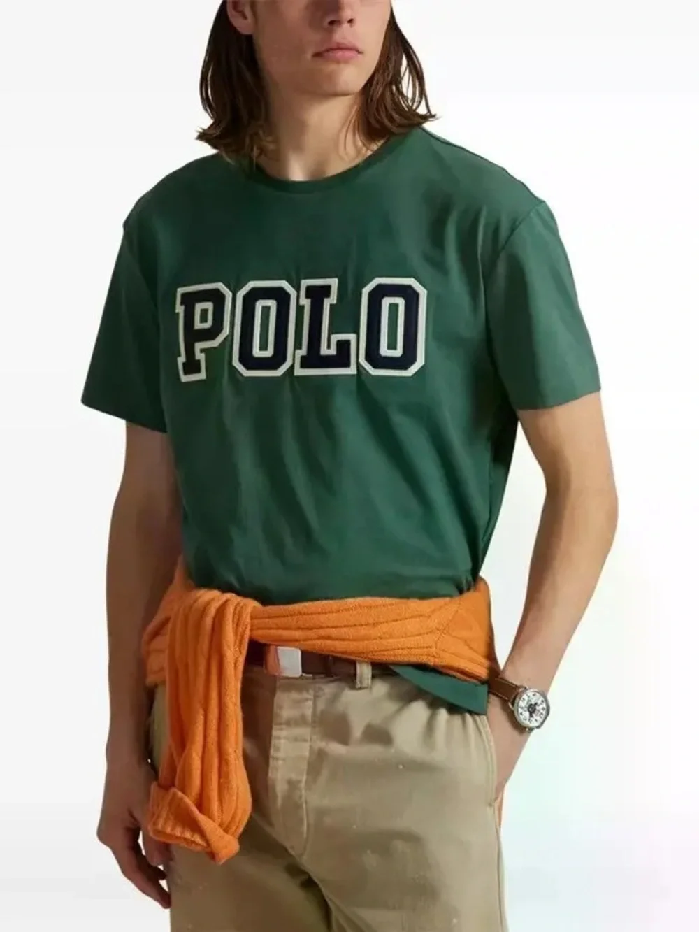 Polo Ralph Lauren Logo Appliqué T Shirt XL Green Classic Fit Jersey Spellout - Picture 4 of 4